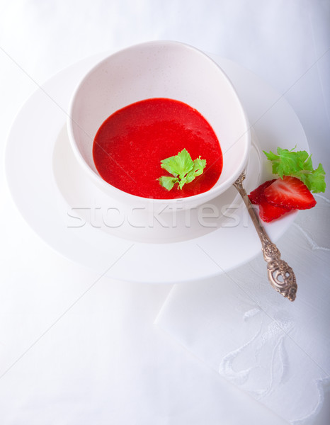 Fresco morango sopa de branco vermelho Foto stock © user_11224430
