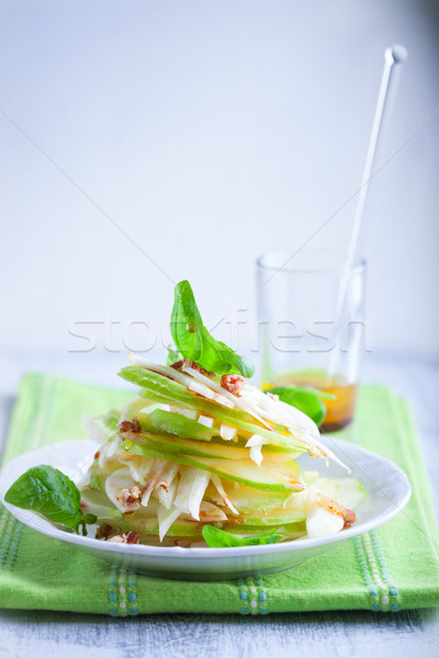 édeskömény alma saláta friss fehér tányér Stock fotó © user_11224430