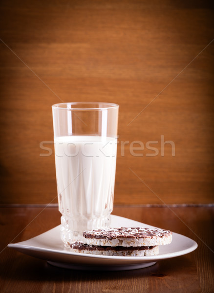Stockfoto: Rijst · cookies · melk · tabel · voedsel · cake
