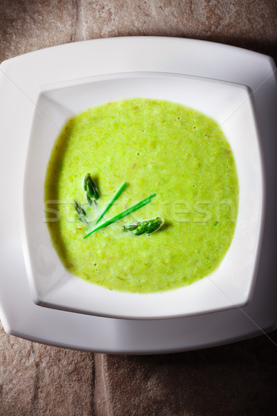 Spárga leves közelkép tál egészséges vegetáriánus Stock fotó © user_11224430