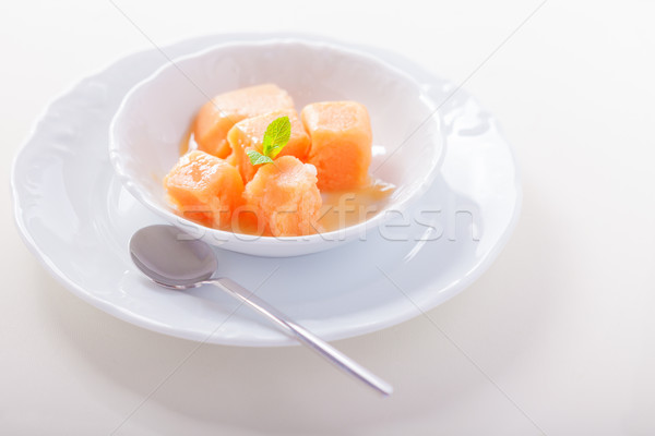 Aprikose Sorbet mint serviert Tabelle Obst Stock foto © user_11224430