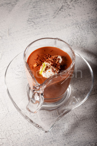 Шоколадный мусс десерта стекла служивший поверхность Сток-фото © user_11224430