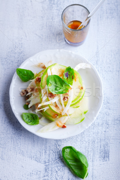 édeskömény alma saláta friss fehér tányér Stock fotó © user_11224430