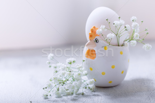 Ei Blumen weiß Ostern Symbole Stock foto © user_11224430