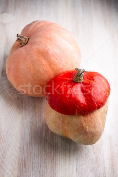 Calabazas mesa calabaza turbante calabacín mesa de madera Foto stock © user_11224430