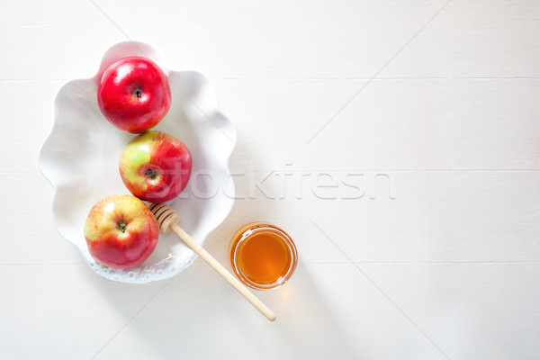 Apples, pomegranate and honey for Rosh Hashanah Stock photo © user_11224430