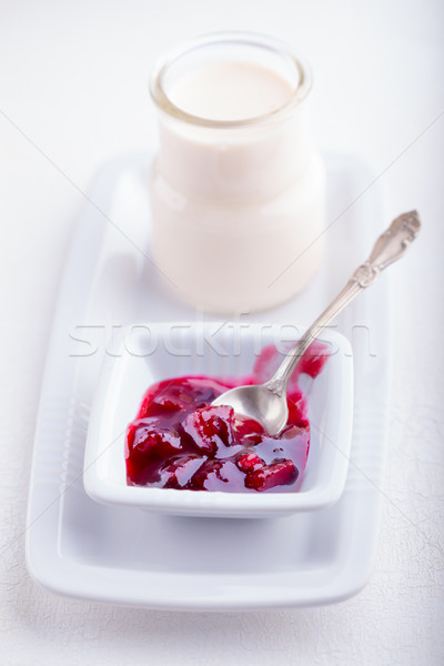 Yogurt and plum jam Stock photo © user_11224430