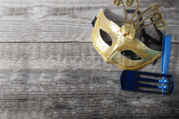 Gragger - noisemaker and carnival mask for Purim celebration Stock photo © user_11224430
