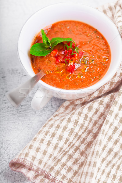 Bowl of Fresh tomato soup Gazpacho. Stock photo © user_11224430