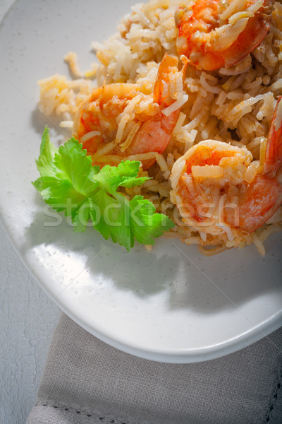 Camarón arroz tazón frito cena blanco Foto stock © user_11224430