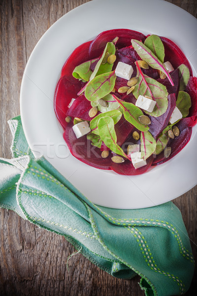Salad with beetroot, goat cheese and chard  Stock photo © user_11224430