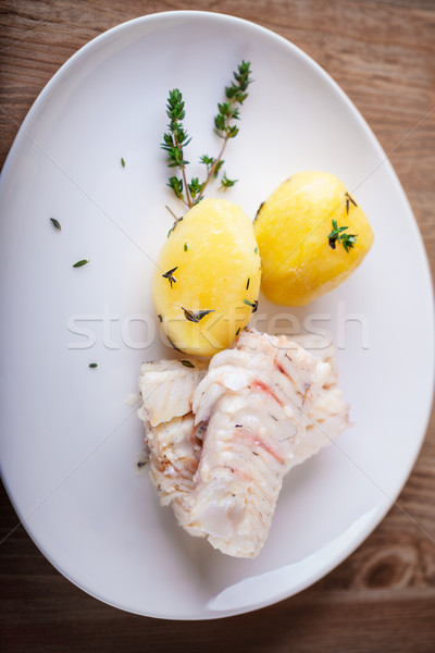 Al vapor peces papa blanco placa alimentos Foto stock © user_11224430