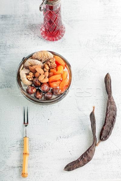 Stock photo: Mixture of dried fruits and nuts