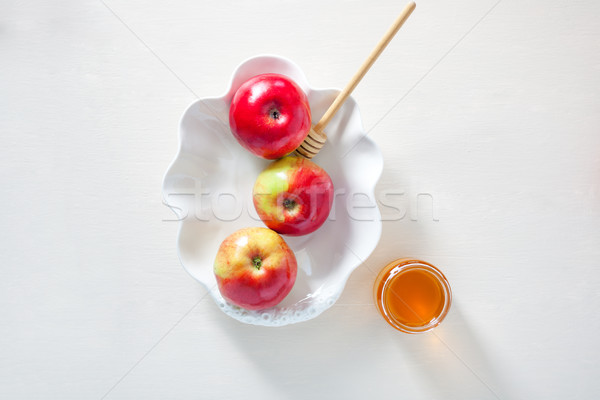 Äpfel Granatapfel Honig Essen Apfel Tabelle Stock foto © user_11224430