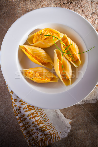 Gefüllt Pasta Muscheln italienisch Essen Käse Stock foto © user_11224430