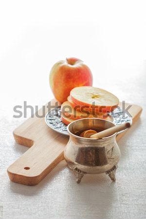 Stock foto: Honig · Äpfel · Platte · Fotografie · jar · horizontal