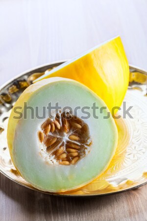 Melone Tabelle Querschnitt Essen Fotografie weißem Hintergrund Stock foto © user_11224430