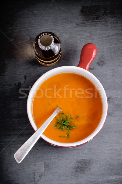 Calabaza sopa cuchara servido mesa alimentos Foto stock © user_11224430