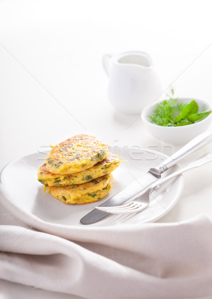 Stock photo: Healthy vegetarian zucchini fritters