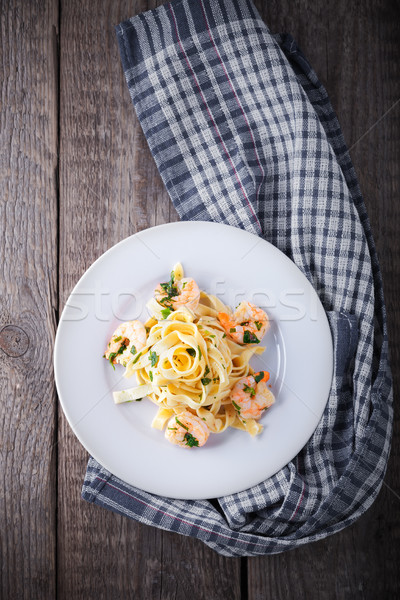 Pasta tagliatelle houten oppervlak donkere fotografie Stockfoto © user_11224430