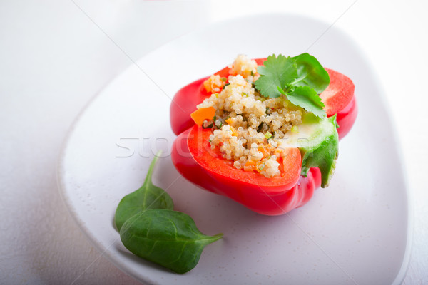 Töltött piros paprikák étel vacsora ebéd Stock fotó © user_11224430