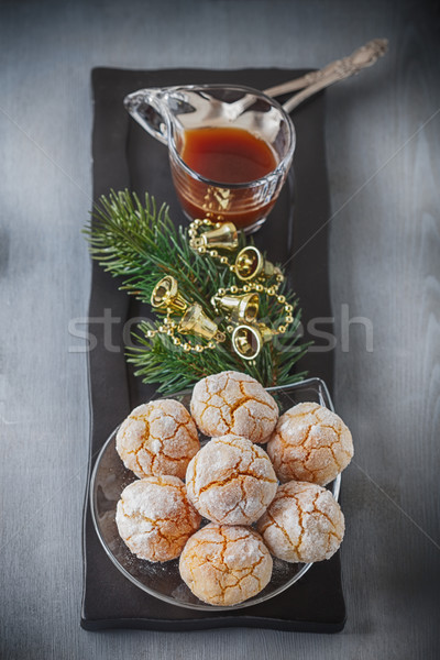 Stockfoto: Amandelen · cookies · koffie · houten · oppervlak · voedsel