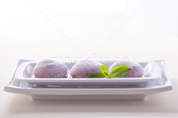 Csokoládé kókusz fagylalt fehér tányér menta Stock fotó © user_11224430