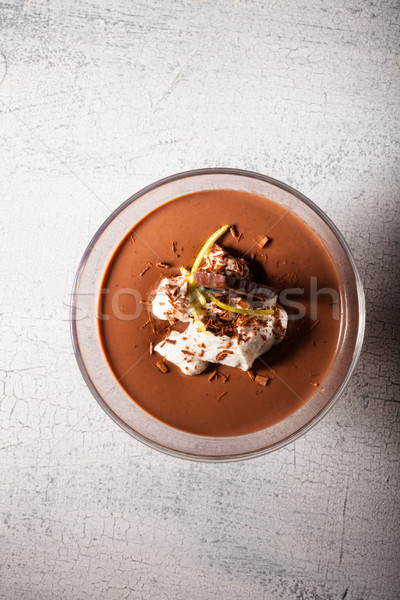 Шоколадный мусс десерта поверхность продовольствие ложку Сток-фото © user_11224430