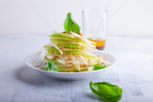 Stockfoto: Venkel · appel · salade · vers · witte · plaat