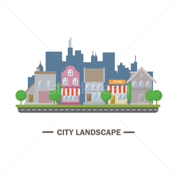 City landscape flat design illustration Stock photo © user_11397493