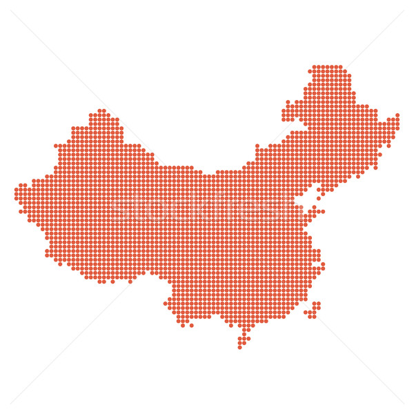 China map dotted red shape contour Stock photo © user_11397493