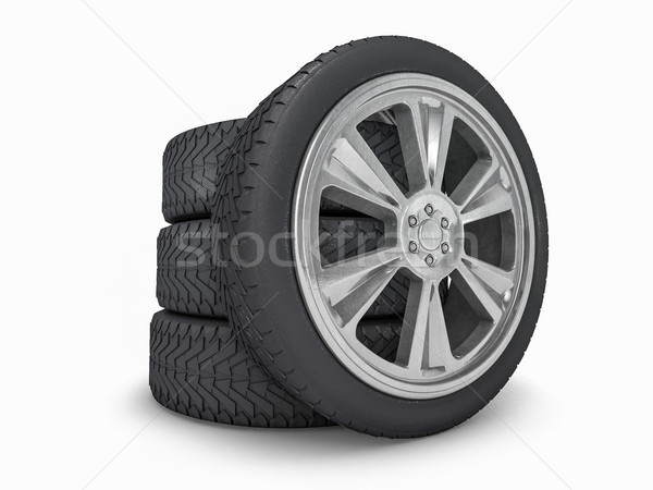 Stock photo: Winter set tires with hard protector. 3D rendering