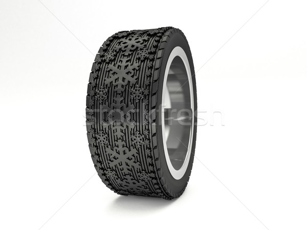 Winter tires with snowflake protector. 3D Stock photo © user_11870380