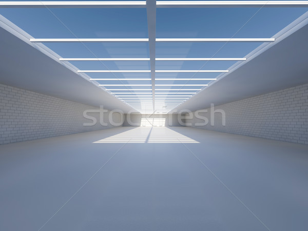 Güneşli büyük açmak tavan penceresi 3D Stok fotoğraf © user_11870380