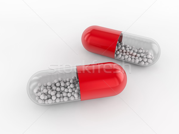 Capsule with drug on white background. 3D Stock photo © user_11870380