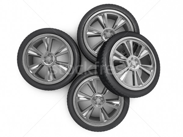 Stock photo: Winter set tires with hard protector. 3D rendering