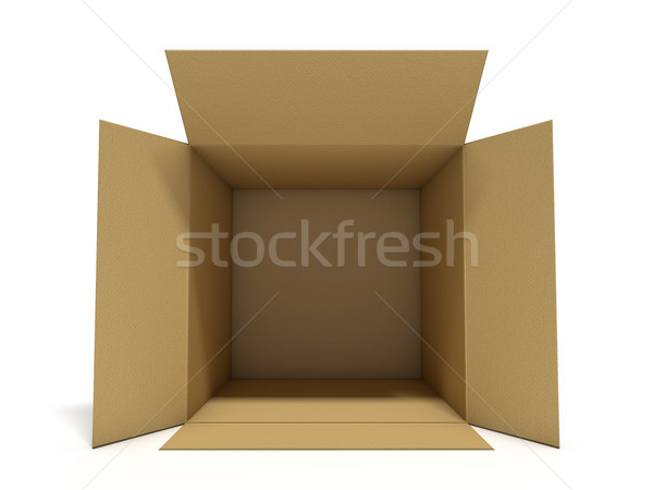 Stock foto: Geöffnet · Karton · Paket · Feld · 3D · Rendering