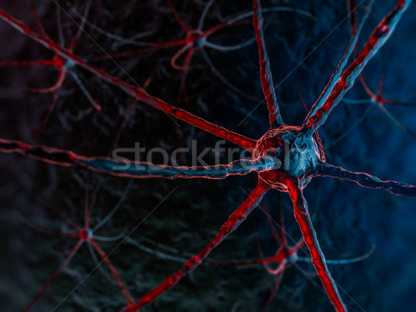 Stock photo: Neural network on a dark blue background.