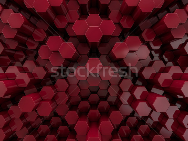 [[stock_photo]]: Hexagone · résumé · rouge · 3D · mode