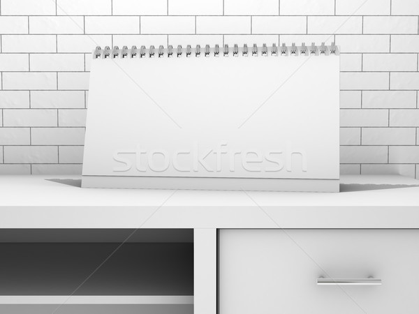 Stock photo: Blank paper desk spiral calendar. 3D