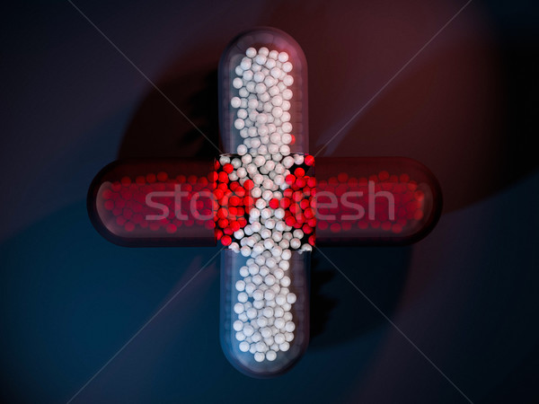 Capsule with drug on color background. 3D Stock photo © user_11870380