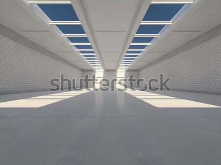 Absztrakt modern építészet 3D renderelt kép üres nyitva Stock fotó © user_11870380