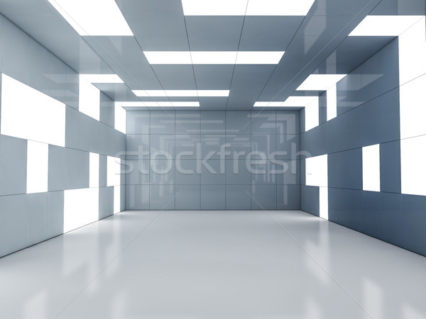 Simple empty room interior with lamps. 3D Stock photo © user_11870380