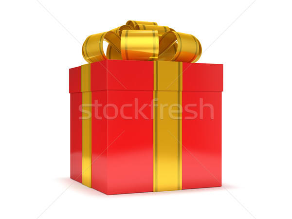 Stockfoto: Geschenkdoos · lint · boeg · geïsoleerd · witte · 3D