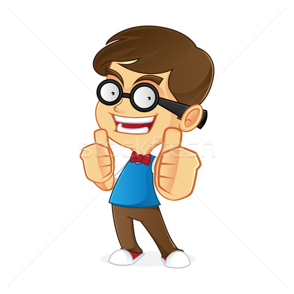 Nerd cartoon illustration main homme [[stock_photo]] © user_8928535