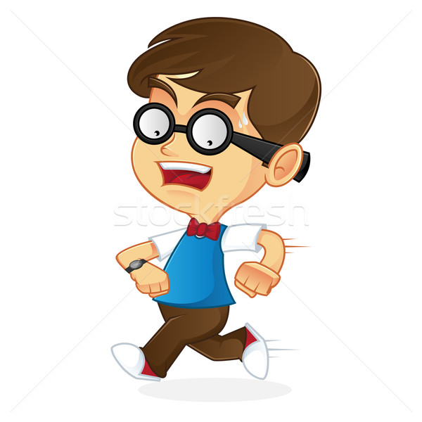 Nerd cartoon illustration main homme [[stock_photo]] © user_8928535