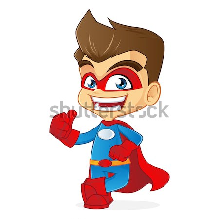 Superhero cartoon ilustracja komputera człowiek podpisania Zdjęcia stock © user_8928535