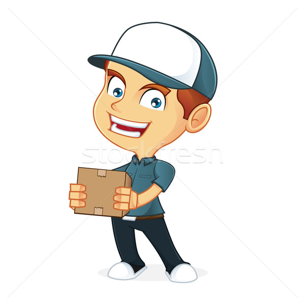 Cartoon illustration homme art boîte [[stock_photo]] © user_8928535