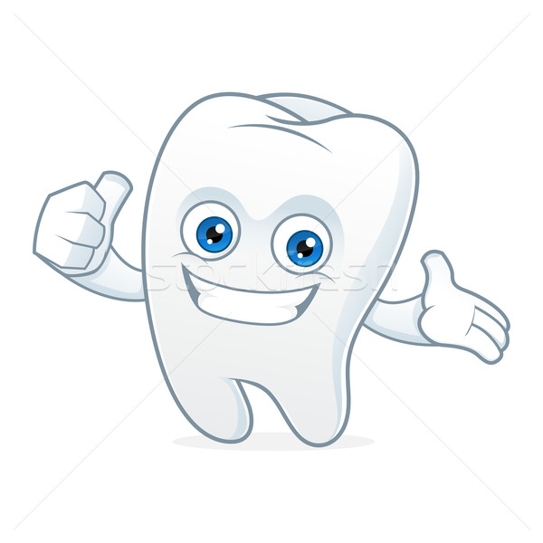 Zahn Cartoon-Maskottchen sauber glücklich Kunst weiß Stock foto © user_8928535