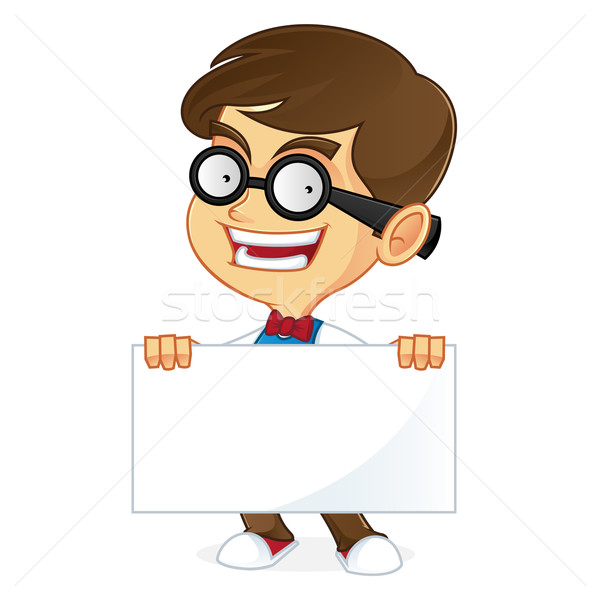 Nerd cartoon illustration main homme [[stock_photo]] © user_8928535